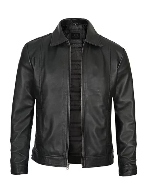 Men Simple Cafe Racer Jacket