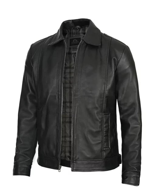 Men Simple Cafe Racer Jacket