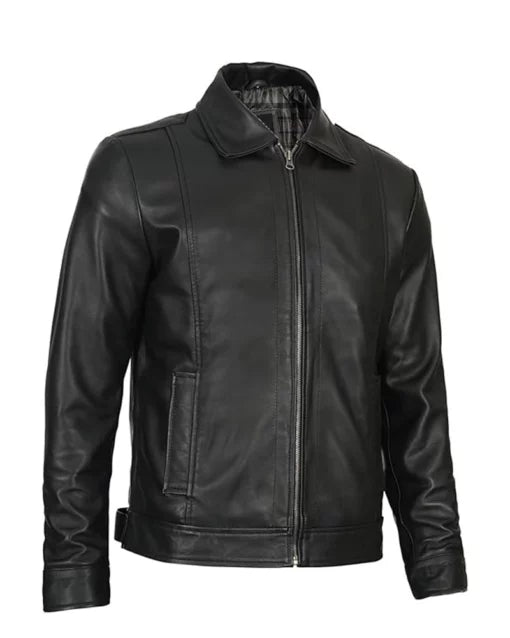 Men Simple Cafe Racer Jacket